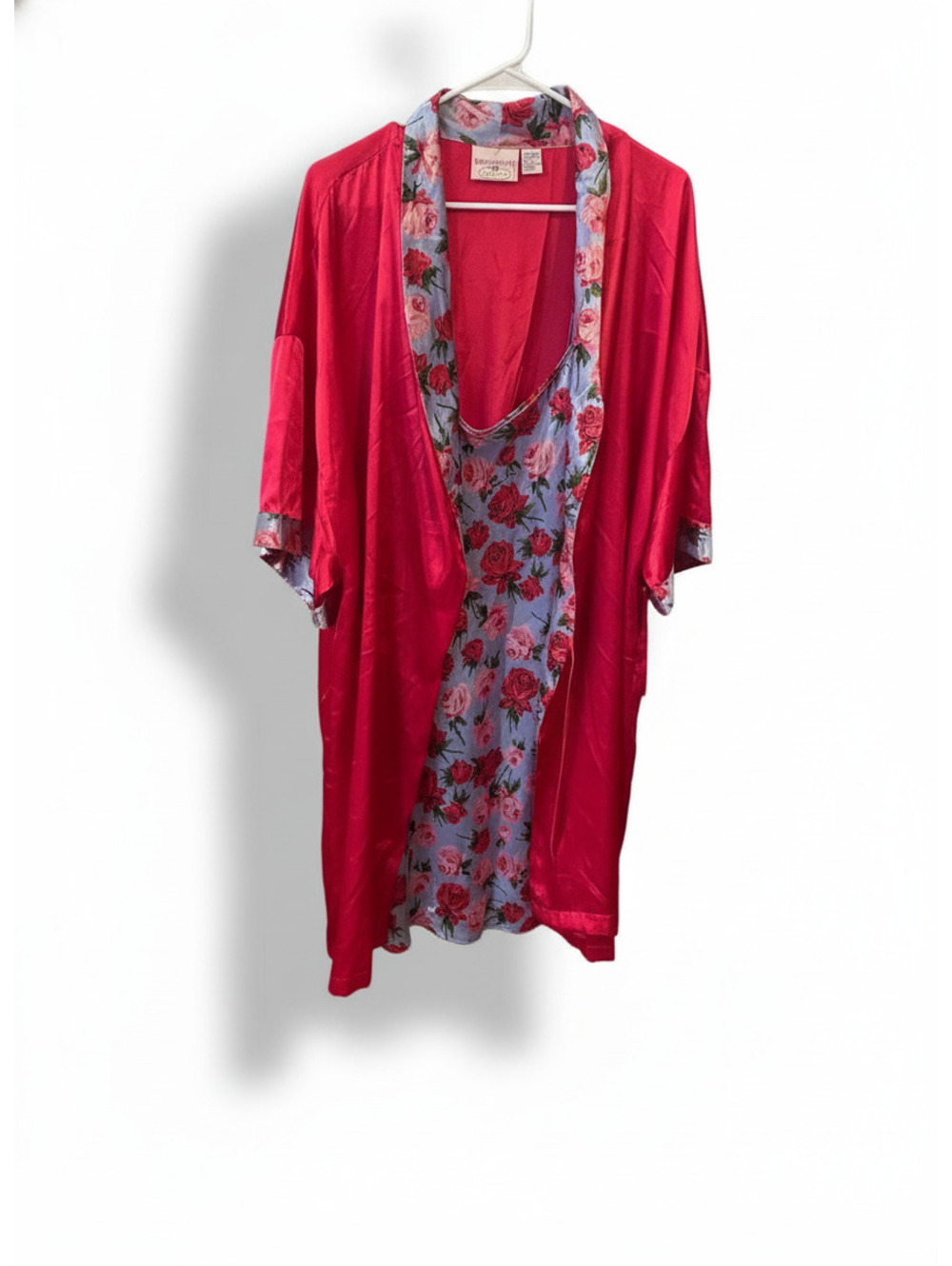 Vintage Sopre Lingerie Floral Satin Nightgown and Robe Set Size 3X/4X